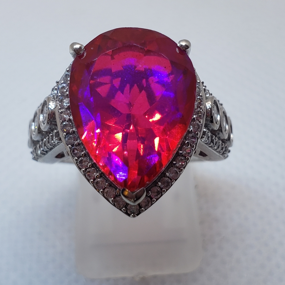 SOLD To  C! Rare Unique Volcanic Quartz  Ring in Platinum Over Sterling S - Picture 5 of 17